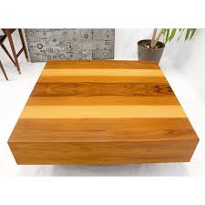 Lacquered wood mdf exotic wood. Danish Mid Century Modern Exotic Woods Stripe Pattern Large Square Coffee Table Chairish