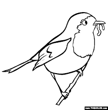 Robin bird perching on twigs coloring page. Pin By Ivonne Howe On Robinhood Bird Coloring Pages Bird Coloring Robin Pictures