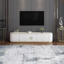 Modern White Long 86 Inch Tv Stand With 4 Drawers In 2020 Living Room Tv Unit Designs Living Room Tv Stand Living Room Tv Unit
