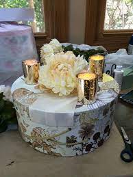 Michaels Hat Box With Candle Centerpiece Inexpensive Centerpieces Candle Centerpieces Candle Box