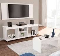Conjunto Sala De Estar Painel Com Rack E Mesa De Centro ...