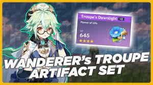 An epic fantasy adventure, journey with friends, build your dream team. Wanderer S Troupe Set Genshin Impact Artifact Set Series Youtube