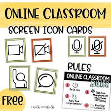 Rules of the digital classroom: Online Classroom Screen Icon Cards Class Rules Distance Learning
