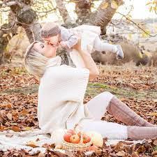Mommy And Baby Girl Fall Outdoor Photo Shoot Nuetral Color Theme Autumn Leaves Apple Orchard Baby Photoshoot Girl Outdoor Baby Pictures Fall Baby Pictures