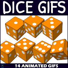 Animated GIF Dice Clipart – Orange with White Dots | Made By Teachers