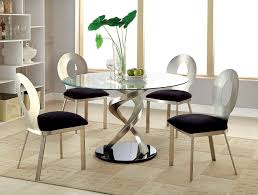 Amazon Com Furniture Of America Catarina I 5 Piece Round Glass Top Dining Set Ta Round Dining Table Sets Glass Round Dining Table Round Dining Table Modern