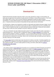 Cover letters are an integral part of the job application process. Ece430 Ece 430 Ece 430 Week 5 Discussion 2 Dq 2 Cover Letter Latest
