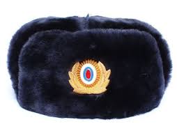 Russian Police Officers Sheep Fur Ushanka Winter Hat
