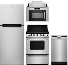 Whirlpool Wpreradwmw8959 4 Piece Kitchen Appliances Package With Top Freezer Refrigerator Electric Range Dishwasher And Over The Range Microwave In Stainless Kitchen Appliance Packages Kitchen Appliances Range Microwave