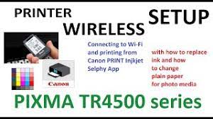 You are looking for a printer with the ability to print, scan, copy and fax. Canon Pixma Tr4500 Wifi Setup With Canon Print Inkjet Selphy App How To Install Inks And Paper Youtube