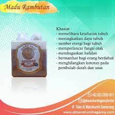 Madu dihasilkan oleh lebah dan kelulut dari nektar bunga tanaman. Madu Asli Barokah Bunga Rambutan Al Manshuroh