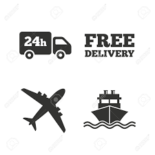 cargo truck and shipping icons shipping and free delivery signs