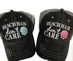 Beach Hair Don T Care Seashell Hat Trucker Hat Beach Hair Teal And Pink