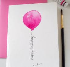 Happy Birthday Drawings For Your Mom Happy Birthday Card Pink Balloon Birthday Party Card For Etsy Birthday Cards Diy Happy Birthday Cards Greeting Cards Diy