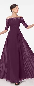 Off The Shoulder Modest Eggplant Mother Of The Bride Dresses With Sleeves Modest Lace Prom Dresses Prom Dresses With Sleeves Formal Dresses With Sleeves