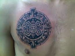 Aztec shoulder eye catchy tribal tattoo ideas for stylish men. Black And Grey Aztec Sun Tattoo On Man Chest By Simonfi Andras