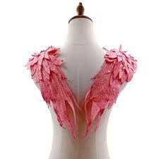 Amazon.com: Liveish Angel Wings 蕾絲貼花3D Guipure 貼花婚禮禮服肩章1 副鏡面(桃色) : 藝術、手工藝與縫紉