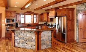 Knotty Alder Cabinets By Mullet Cabinet In Millersburg Ohio Kinda Like The Stone Work On The B Rustic Kitchen Cabinets Timber Frame Kitchen Building A Kitchen