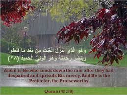 و ه و ال ذ ي ي ن ز ل ال غ ي ث م ن ب ع د م ا ق ن ط وا و ي نش ر ر ح م ت ه و ه و ال و ل ي ال ح م يد And It Is He Wh Quran Book Cover The Protector