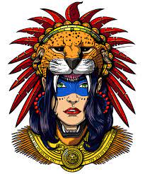 Aztec Jaguar Warrior Native Mexican Headdress Art Print By Moon Ape X Small Headdress Art Aztec Warrior Jaguar