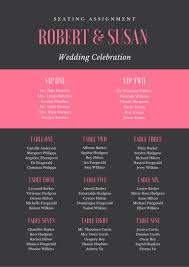 Black And Pink Simple Wedding Seating Chart Templates By Canva