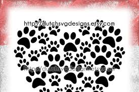 Free Cutting File Pawprints In The Shape Of A Heart In Jpg Png Svg Eps Dxf For Cricut Silhouette Paw Prints Pet Cat Dog Plotter Crafter File Free Svg Cut