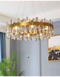 Electrician installing crystal light fixture in bedroom. New Luxury Modern Chandelier Lighting Round Gold Led Crystal Light Fixture Furniture Home Living Lighting Fans Lighting On Carousell