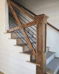 The wooden newel posts and treads are retained to maintain the rustic charm of the iconic style. 277 Likes 39 Comments Bud Bree Whitesparrowfarm On Instagram Cables Or Iron We Went With Iron I Ve Heard The House Design Farmhouse Staircase House