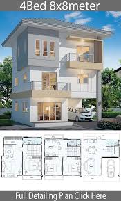 House Design Plan 8x8m With 4 Bedrooms Home Ideas Duplex House Design Home Building Design House Designs Exterior