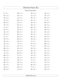 The Individual Division Fact 5 E Math Worksheet From The Division Worksheet Page At Math Drills Com Division Worksheets Division Facts Math Drills