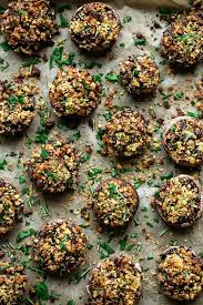 Vegan Walnut Sage Cranberry Stuffed Holiday Mushrooms Recipe Vegan Thanksgiving Stuffed Mushrooms Christmas Recipes Appetizers
