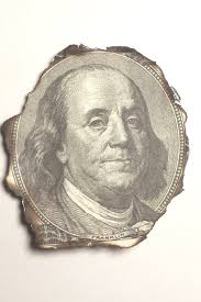 Burning American Money Benjamin Stock Photos