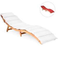 Best choice products outdoor as this one is a pack of two, so can be put anywhere in the garden, patio, deck or pool side. Costway Folding Wooden Outdoor Lounge Chair Chaise Red White Cushion Pad Pool Deck Target