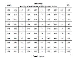 Common Worksheets Numbers Chart 1 200 Pre School Worksheets
