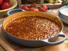 Peach Bourbon And Bacon Baked Beans Recipe Baked Bean Recipes Baked Beans With Bacon Side Dish Recipes