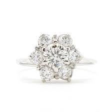 Vintage Diamond Flower Cluster Ring Vintage Engagement Rings Simple Gold Diamond Wedding Band Gothic Jewelry Rings
