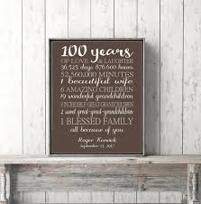 100 Year Old Birthday Idea 100th Birthday Gift Sign Personalized Art For Grandma Grandpa Print Or Canvas Custom Keepsake