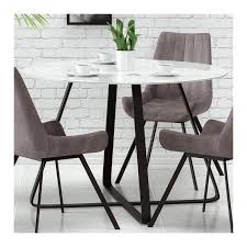 Jolie Table Ronde Noire Et Blanche Avec Plateau En Verre Trempe Lilo