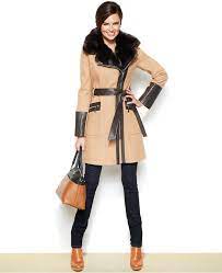 Via Spiga Faux Leather Faux Fur Kate Trench Coat Reviews Coats Women Macy S Coats For Women Trench Coat Clothes