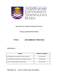 According to archimedes principle when an object is immersed in a uid, the uid. Archimedes Pdf Doc Buoyancy Physical Quantities