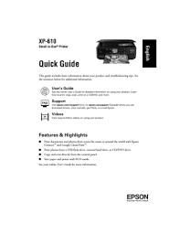 Entdecke rezepte, einrichtungsideen, stilinterpretationen und andere ideen zum ausprobieren. Epson Xp 610 Quick Guide Manualzz