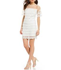 Belle Badgley Mischka Fringe Lace Shift Cocktail Dress Dillards Dresses Mother Of The Bride Dresses