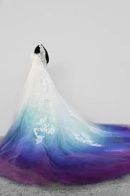 Teal Blue Purple Ombre Wedding Dress Dip Dye Style Colorful Gown Ombre Wedding Dress Dye Wedding Dress Wedding Dresses