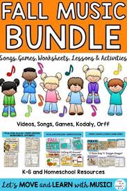 Fall Music Class Lesson Bundle Videos Songs Games Kodaly Orff K 6 Fall Music Lesson Orff Lessons Elementary Music Lessons