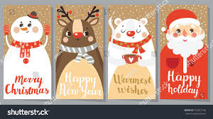 Set Of Christmas And New Year Greeting Cards Vintage Vector Illustration New Year Greeting Cards New Year Greetings Christmas And New Year