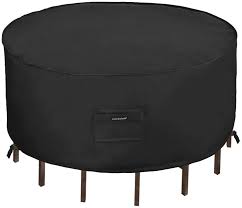 Protect your furniture year round with durable weather proof vinyl outdoor patio furniture covers. Buy Patio Watcher Bistro Round Table And Chair Set Cover Durable And Waterproof Outdoor Furniture Cover Black Online In Taiwan B086v1z8w7