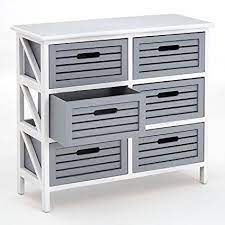 premier housewares 2404022 vermont commode 6 tiroirs cadre en bois de paulownia blanc gris amazon fr cuisine maison commode 6 tiroirs tiroir meuble bureau