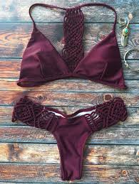 Cami Knitting Strappy Bikini Set