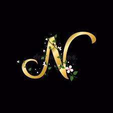 Print the free printable black and white banner letters and numbers to create a banner for any occasion. Gold N Letter With Flowers Alphabet Illustration On Black Stock Illustration Illustration Of Letter Spring 160412896