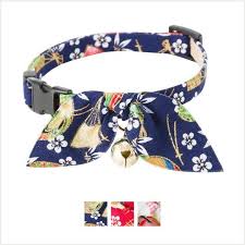 Christmas satin bows for cats and other small pets various colour combinations: Necoichi Oribon Kimono Bow Tie Cotton Breakaway Cat Collar With Bell Blue 8 2 To 13 7 In Neck 2 5 In Wide Chewy Com Cat Bowtie Collar Cat Collars Cat Fashion